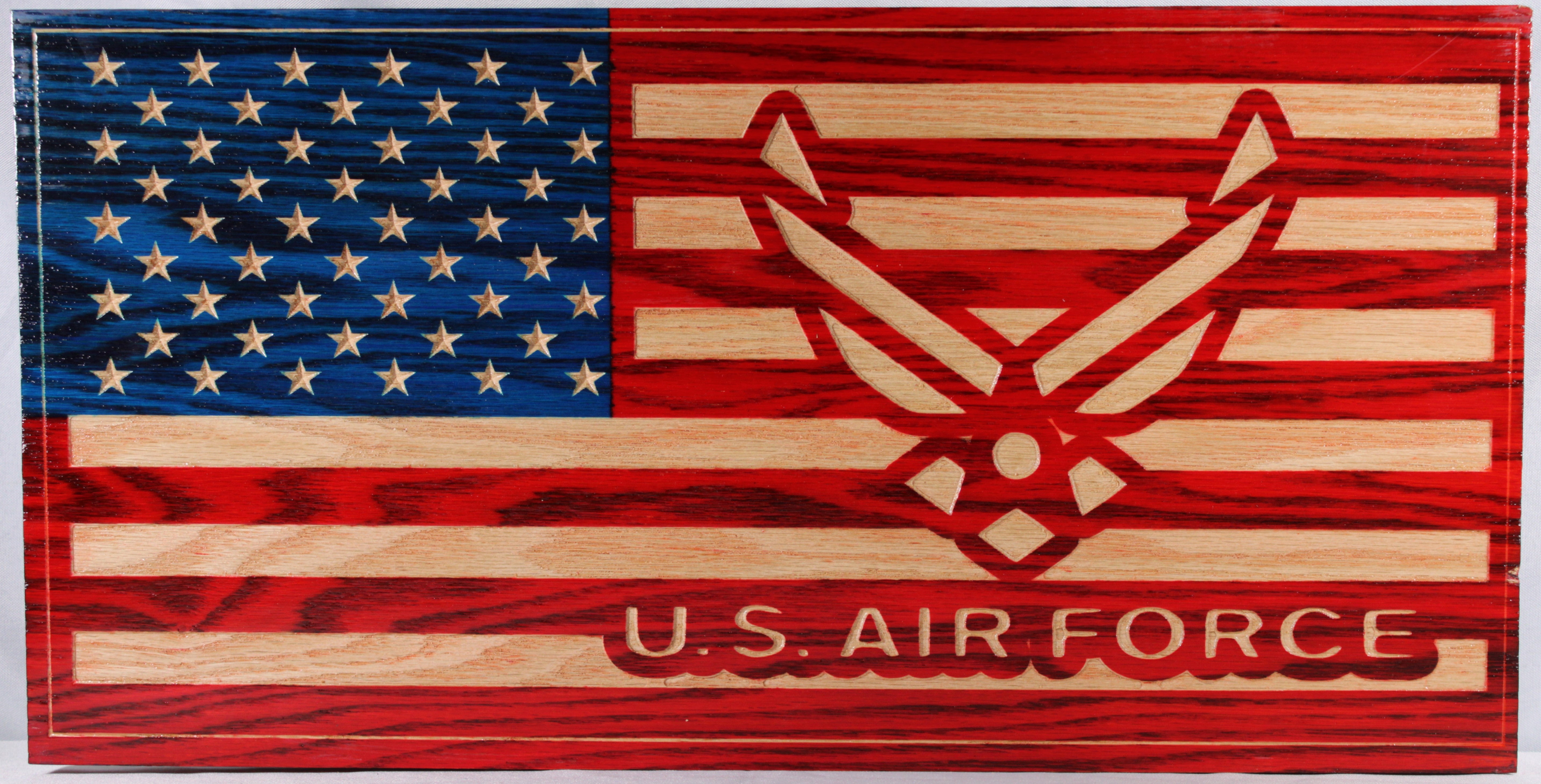 Carved U.S Air Force Flag