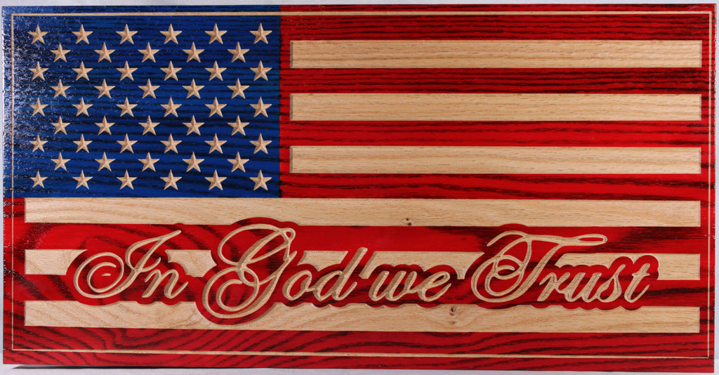 Carved In God We Trust American Flag