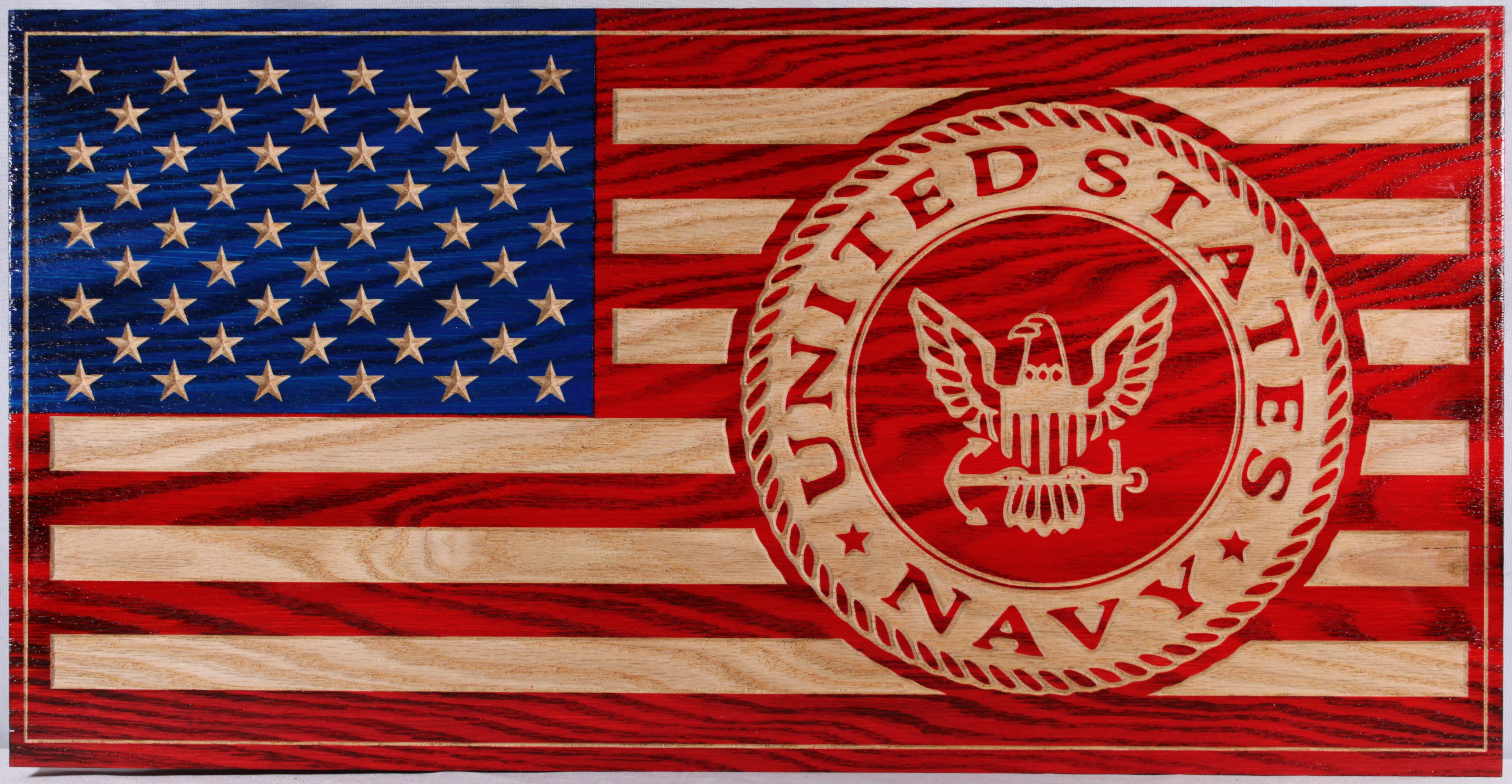 Carved U.S Navy Flag