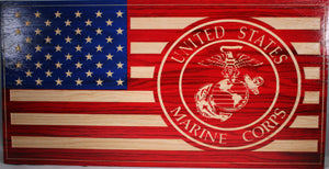 Carved U.S Marine Flag