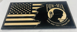 Carved Tattered POW Flag