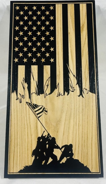 Carved Tattered IWO JIMA Vertical Flag