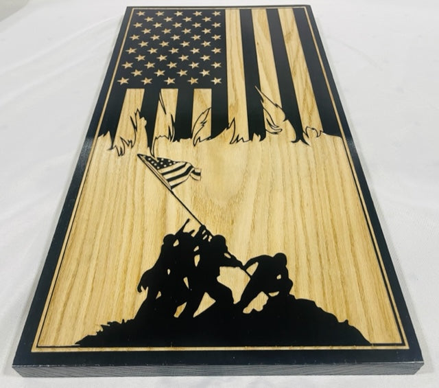 Carved Tattered IWO JIMA Vertical Flag