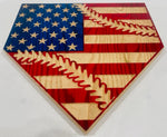 Carved American Flag Baseball Diamond With Stitches