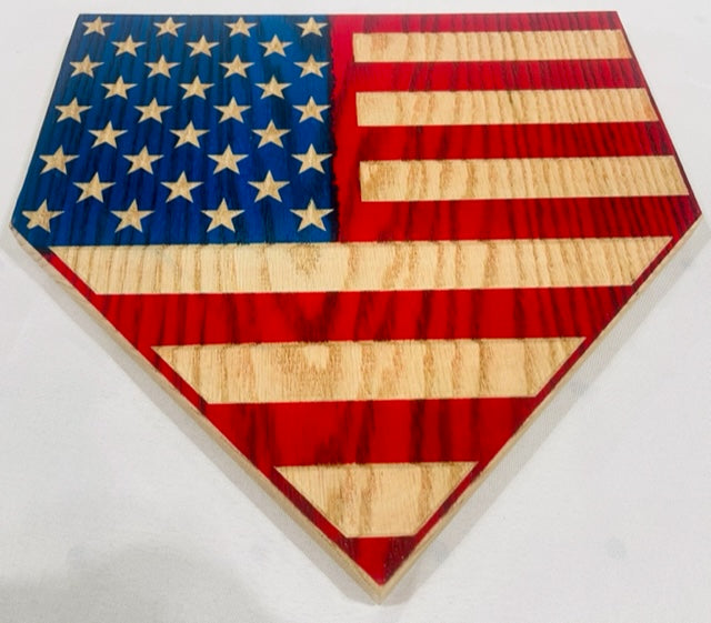 Carved American Flag Baseball Diamond