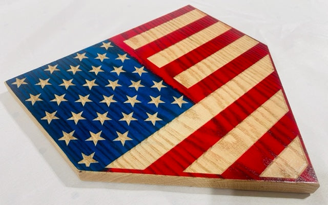 Carved American Flag Baseball Diamond