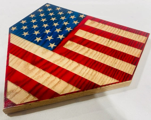 Carved American Flag Baseball Diamond