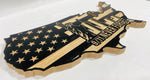 Carved 9/11 Memorial US Shaped Flag