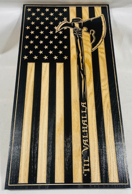 Carved Till Valhalla Vertical Flag