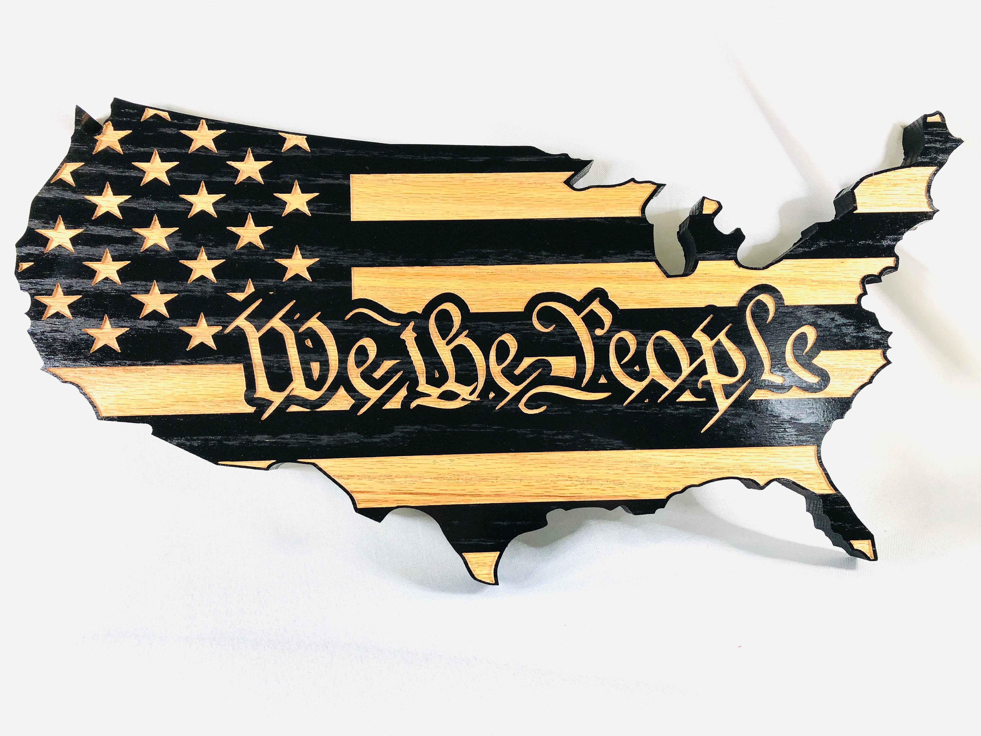 Carved We The People United States Of America Shaped Flag