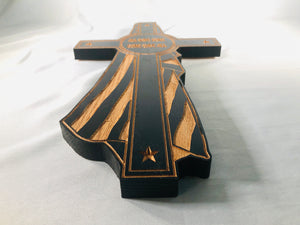 Carved Cross And Flag
