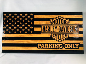 Carved Harley Davidson Parking Flag
