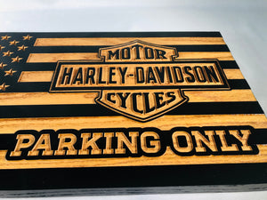 Carved Harley Davidson Parking Flag